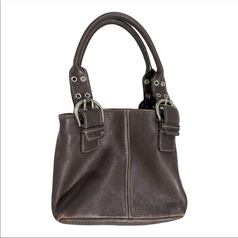 Tignanello dark brown genuine leather purse. Handbag Conceal